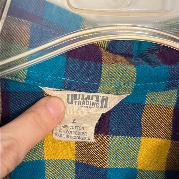 Duluth Trading Plaid Button-Up Shirt in Yellow and Blue - Picture 2 of 10